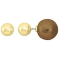 thumbnail image 1 of X & O 14KT Gold Plated European 8mm Front and 14mm Back Ball Stud Earring with Simulated Pearl, 1 of 1