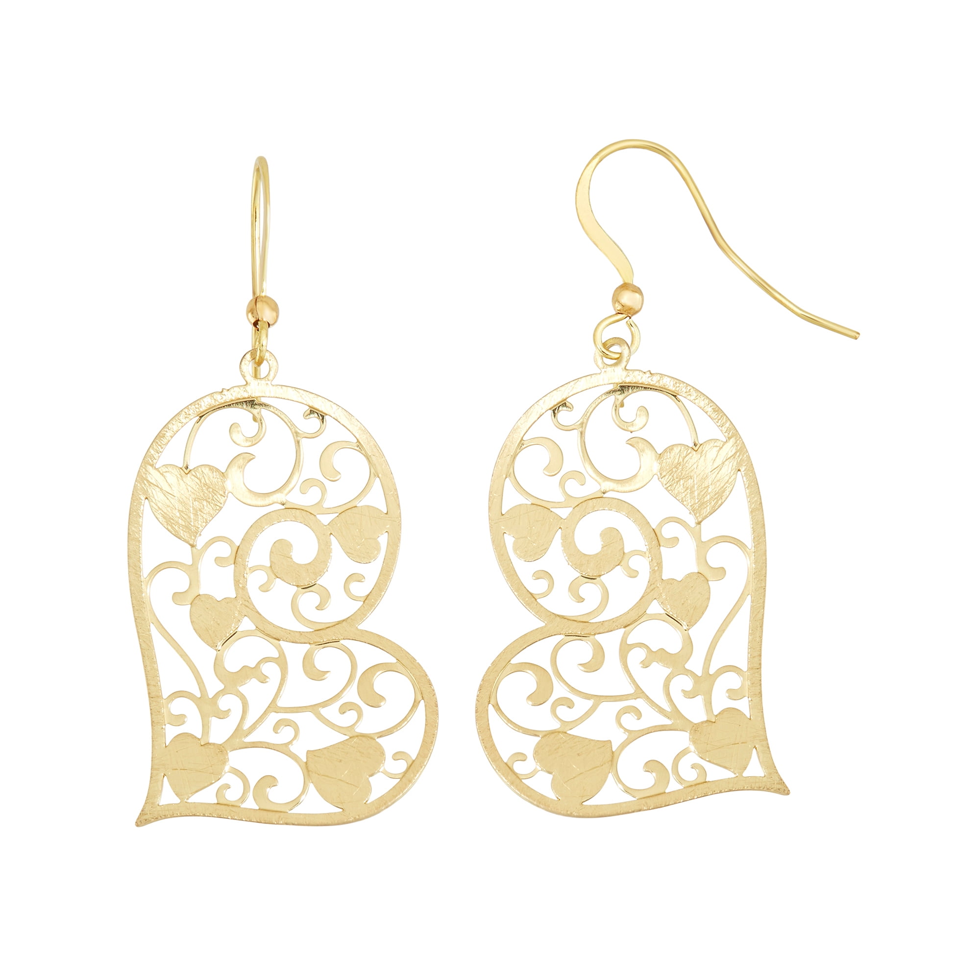X & O 14KT Gold Plated Heart Filigree Earring