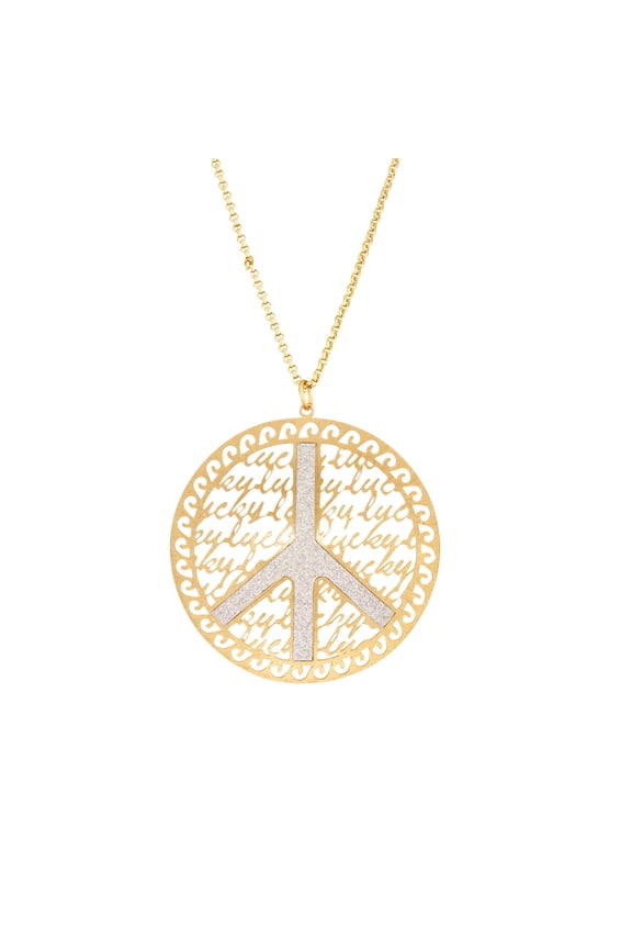 X & O 14KT Gold Plated Lucky Peace Necklace with Crystal