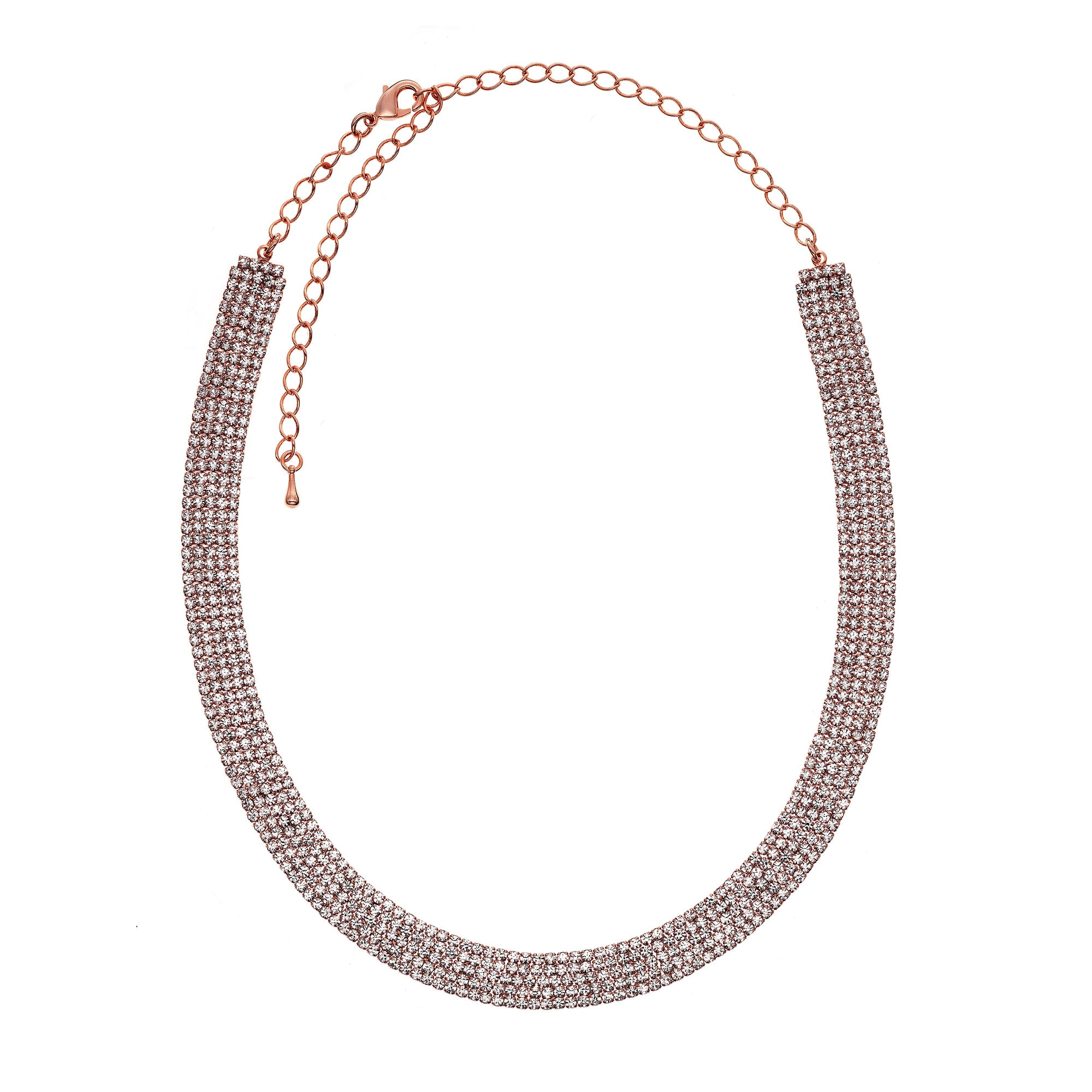 X & O 14KT Rose Gold Plated 10mm Crystal Contour Necklace ***