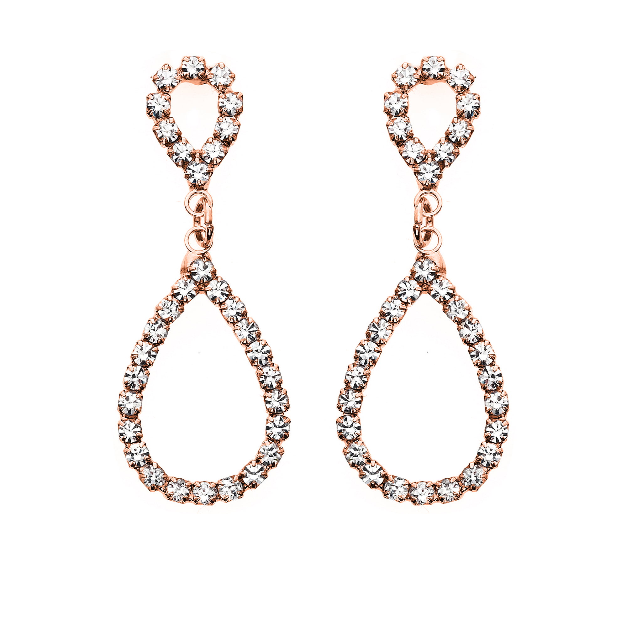 X & O 14KT Rose Gold Plated Crystal Reflection Tear Drop Earring ...