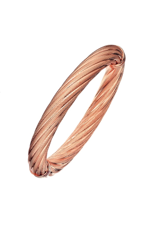 X & O 18KT GEP - 10mm Rose Gold Twisted-Textured Bangle