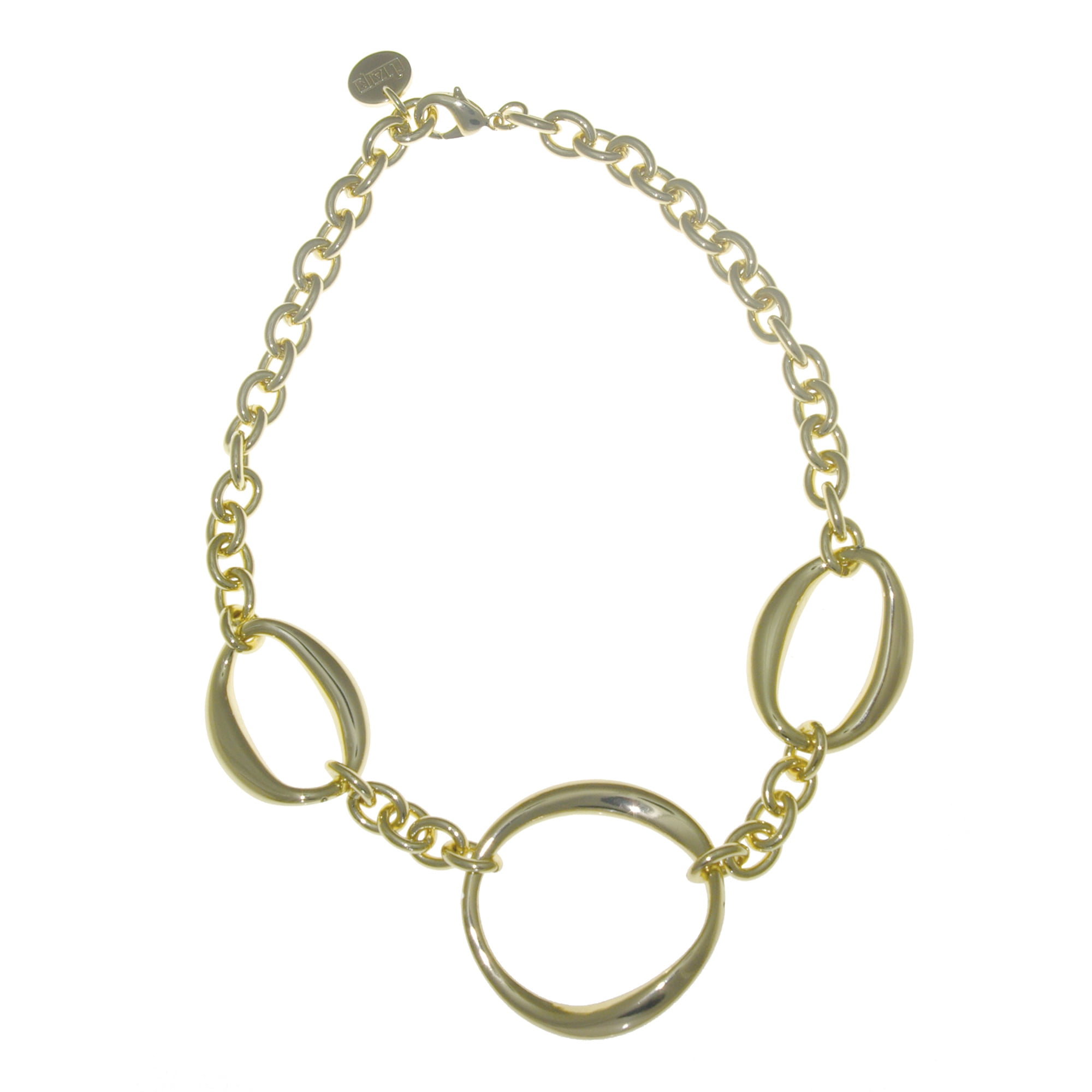 X & O 18KT GEP Choker Necklace with Large Oval and small circle links