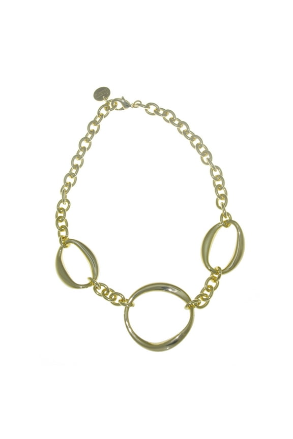 X & O 18KT GEP Choker Necklace with Large Oval and small circle links