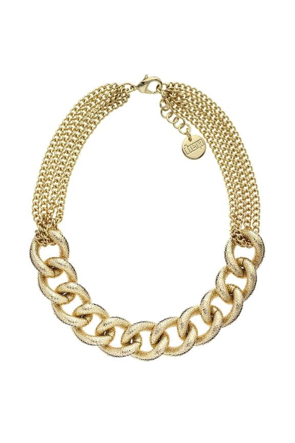 X & O 18KT GEP Glitter Textured Link and Chain Necklace