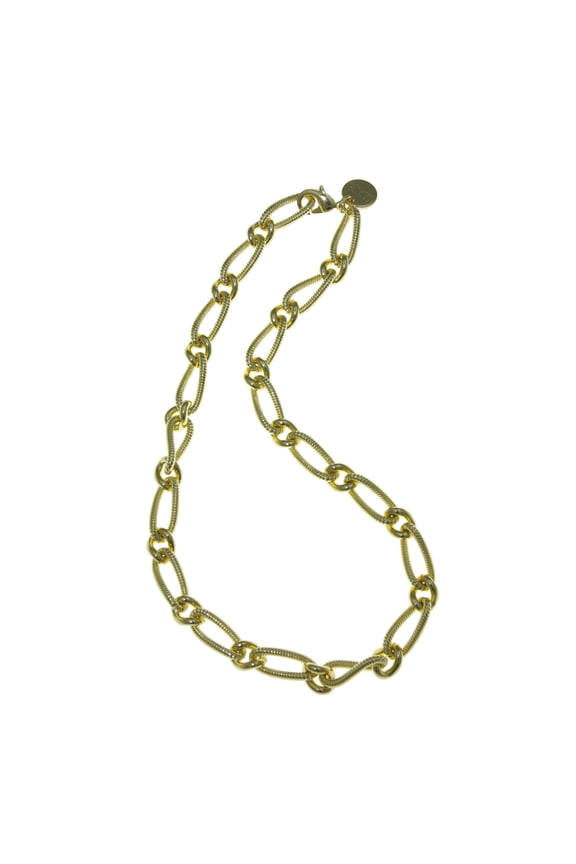 X & O 18KT GEP corrugated and polished twisted link necklace