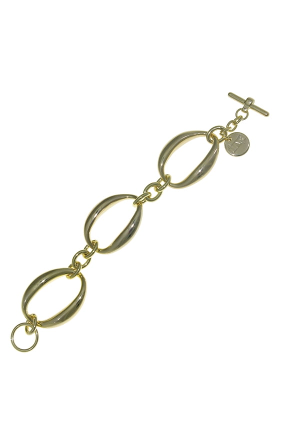 X & O 18KT Gold Electroplate Oval Eletroform Bracelet