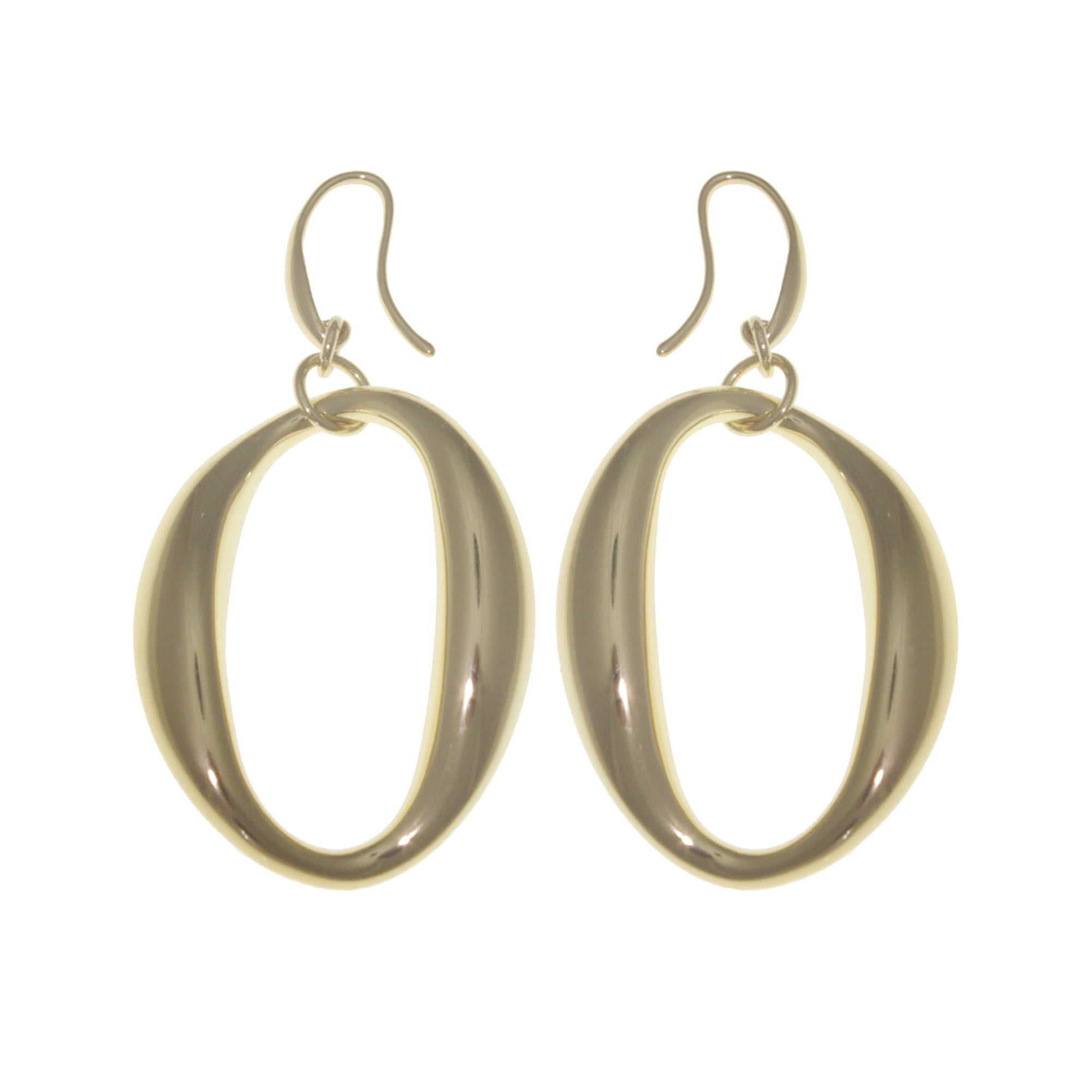 X & O 18KT Gold Electroplate Oval Eletroform Earring