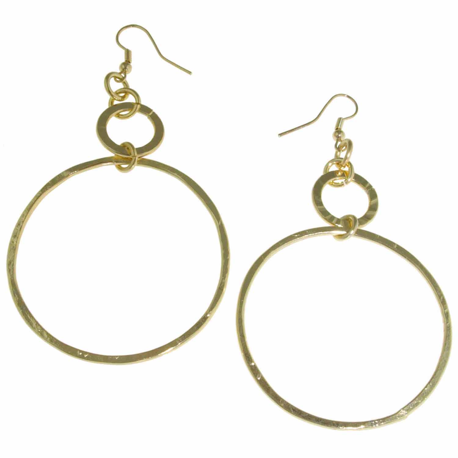 X & O 18KT Gold Plate extra large diamond cut drop earring