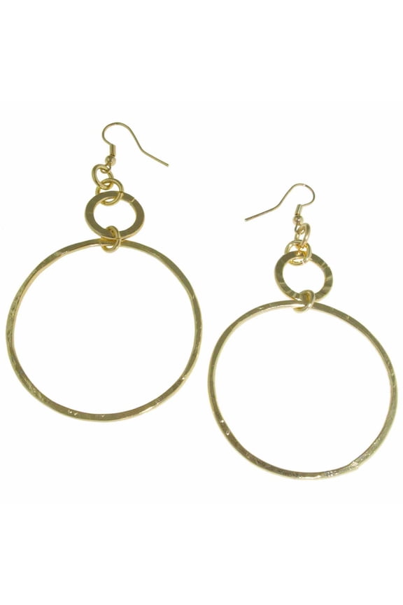 X & O 18KT Gold Plate extra large diamond cut drop earring