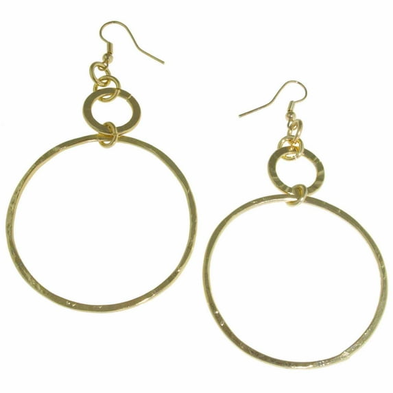 X & O 18KT Gold Plate extra large diamond cut drop earring