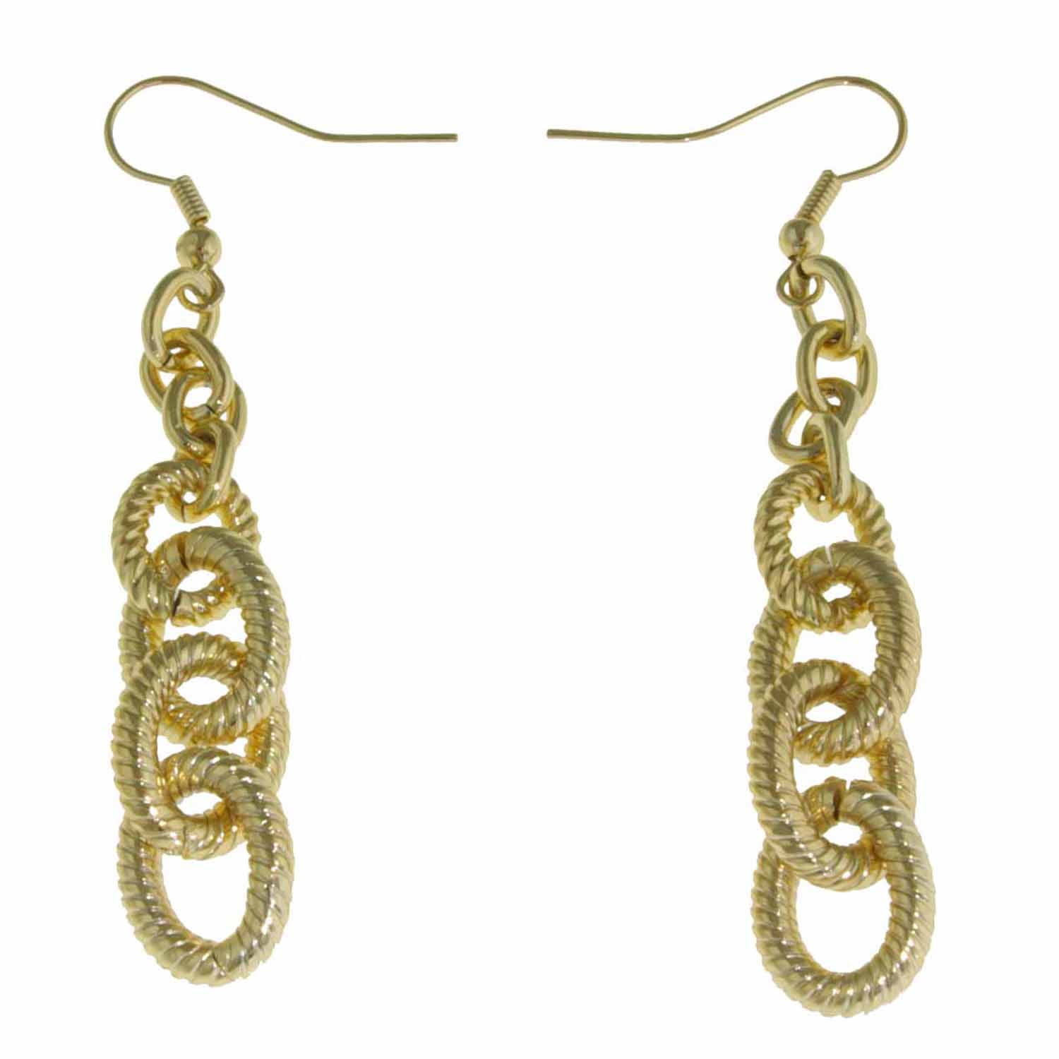 X & O 18KT Gold plate corrugated drop link dangle earring