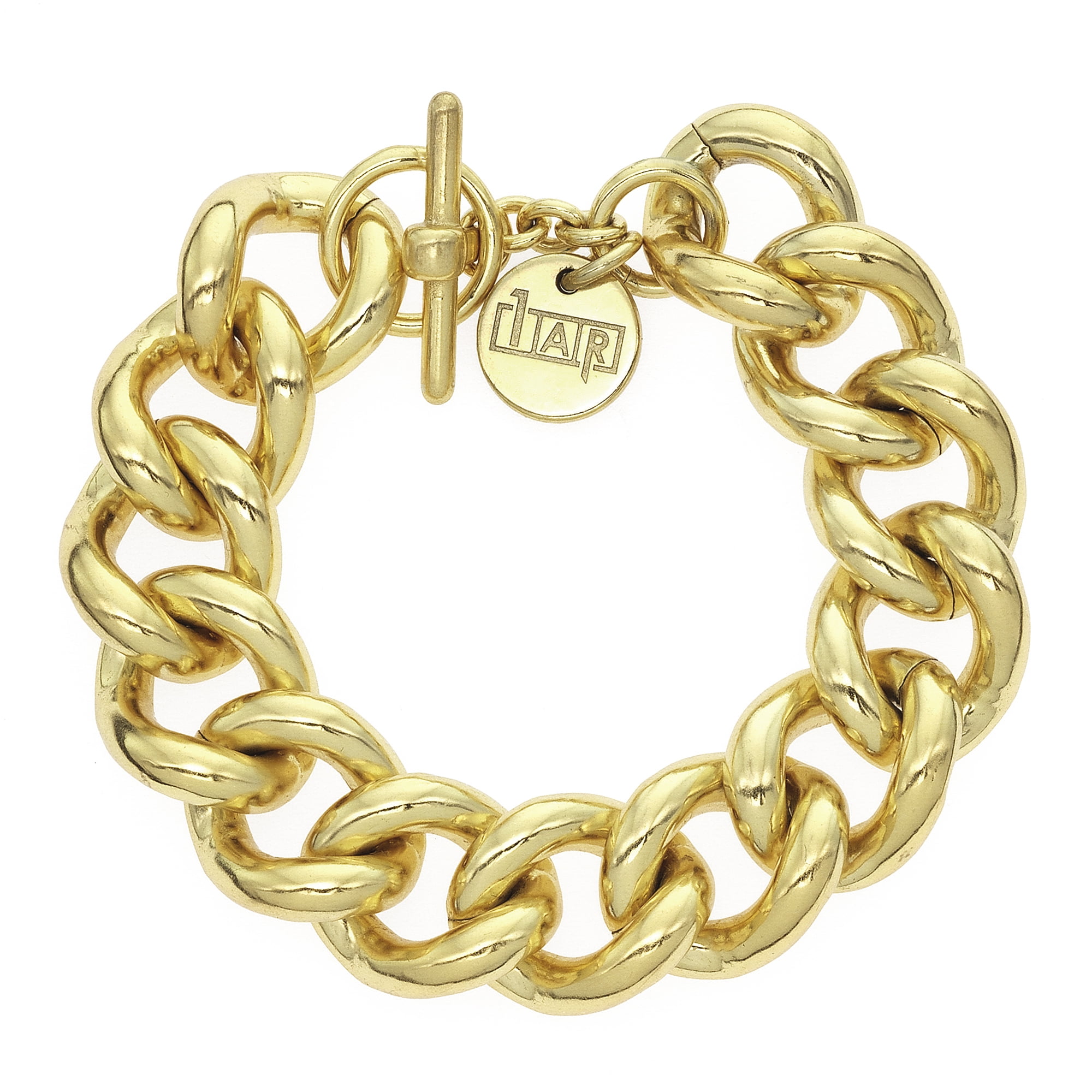 X & O 18KT gold plated classic groumette chain bracelet with toggle