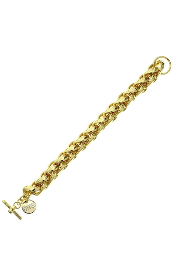 X & O 18KT gold plated herringbone link bracelet with clasp