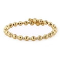 thumbnail image 1 of X & O Adult Female Women's 14K Yellow Gold Plated Wire Bangle Bracelet with Round, Diamond Cut Faceted Beads and White Crystals, 1 of 1