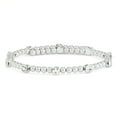 thumbnail image 1 of X & O Adult Female Women's Silver Plated Wire Bangle Bracelet with Polished Round Beads and White Crystals, 1 of 4