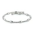 thumbnail image 1 of X & O Adult Female Women's Silver Plated Wire Bangle with Faceted Oval Beads and White Crystals, 1 of 1