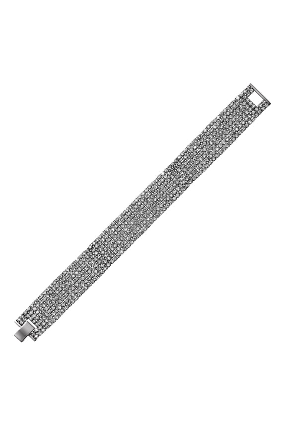 X & O Black Rhodium Plated Crystal Seven Row Bracelet