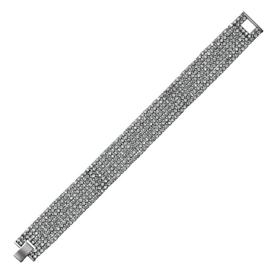 X & O Black Rhodium Plated Crystal Seven Row Bracelet