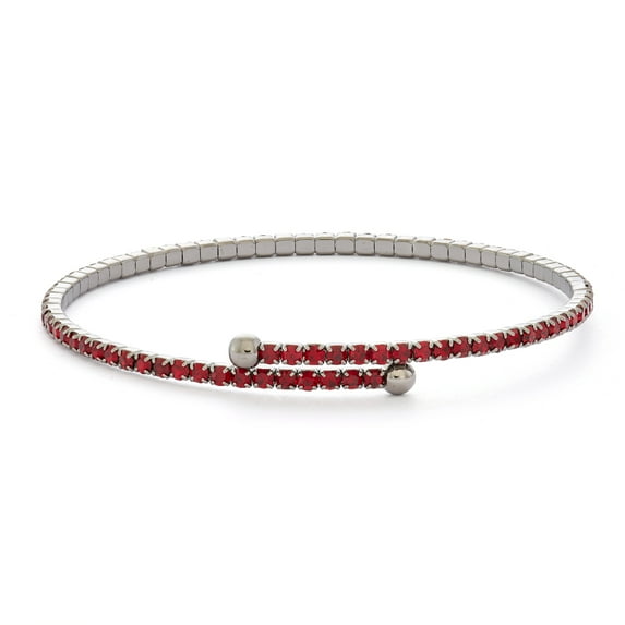 X & O Black Rhodium Plated Single Row Flex Bangle with Crystals in Siam