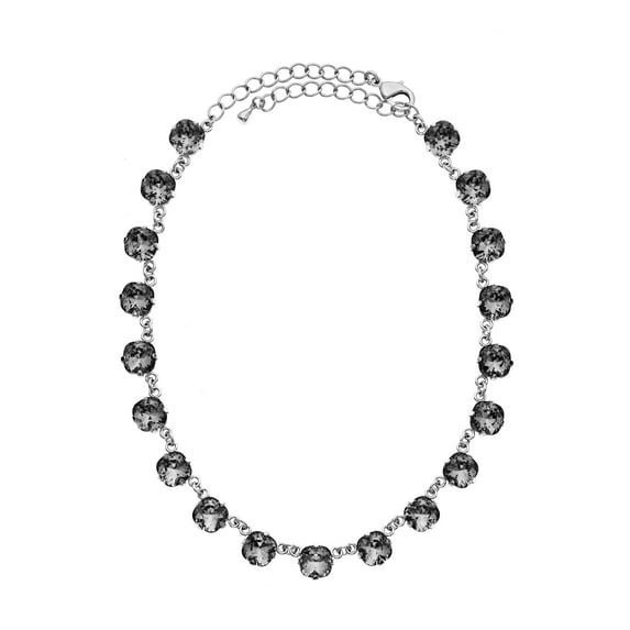 X & O Crystal Luxe Emerald Cut Swarovski Black Diamond Crystal Necklace