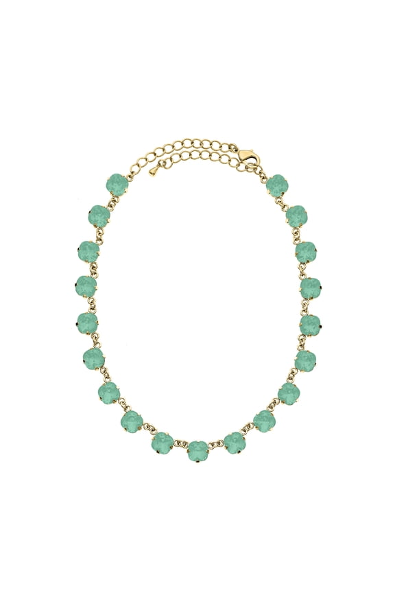 X & O Crystal Luxe Emerald Cut Swarovski Pacific Opal Crystal Necklace