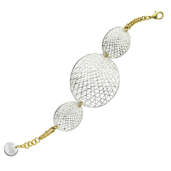 X & O Fine Silver and Gold EP Oval Mesh Disc Bracelet