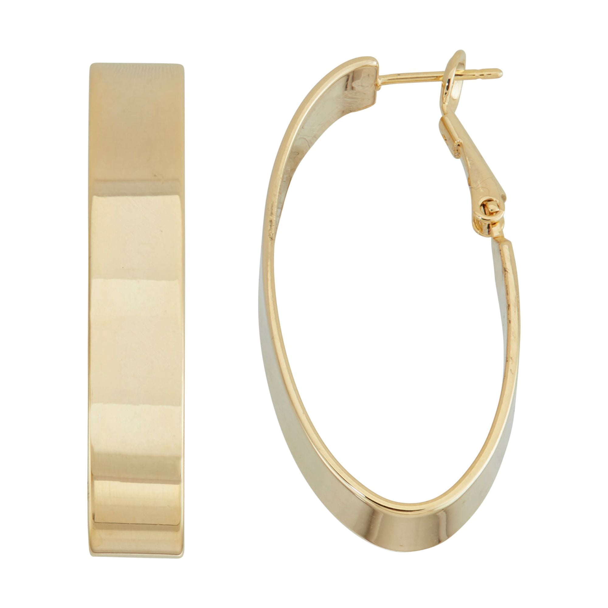 X & O Gold Plated 7mm X 40mm Oval Earring