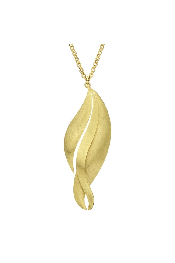 X & O Gold Tone Elliptical Swirl Pendant Necklace