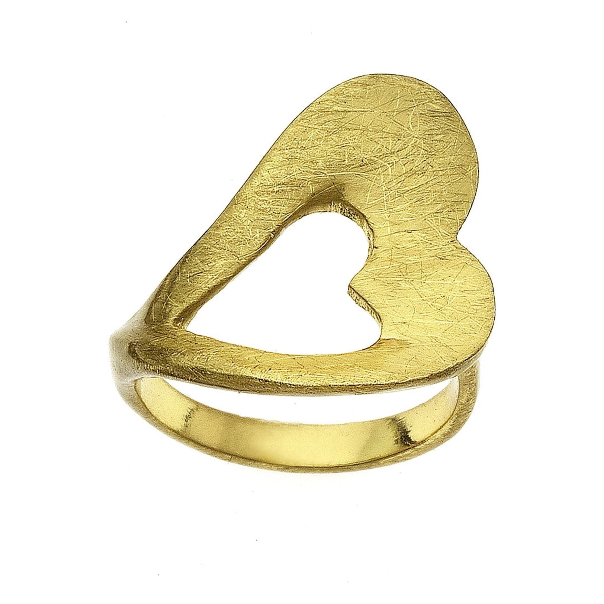 X & O Gold Tone Heart Ring
