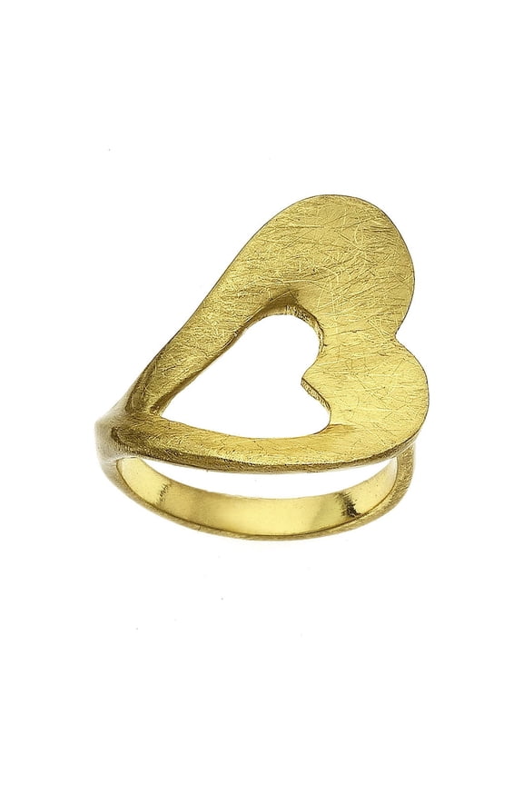X & O Gold Tone Heart Ring