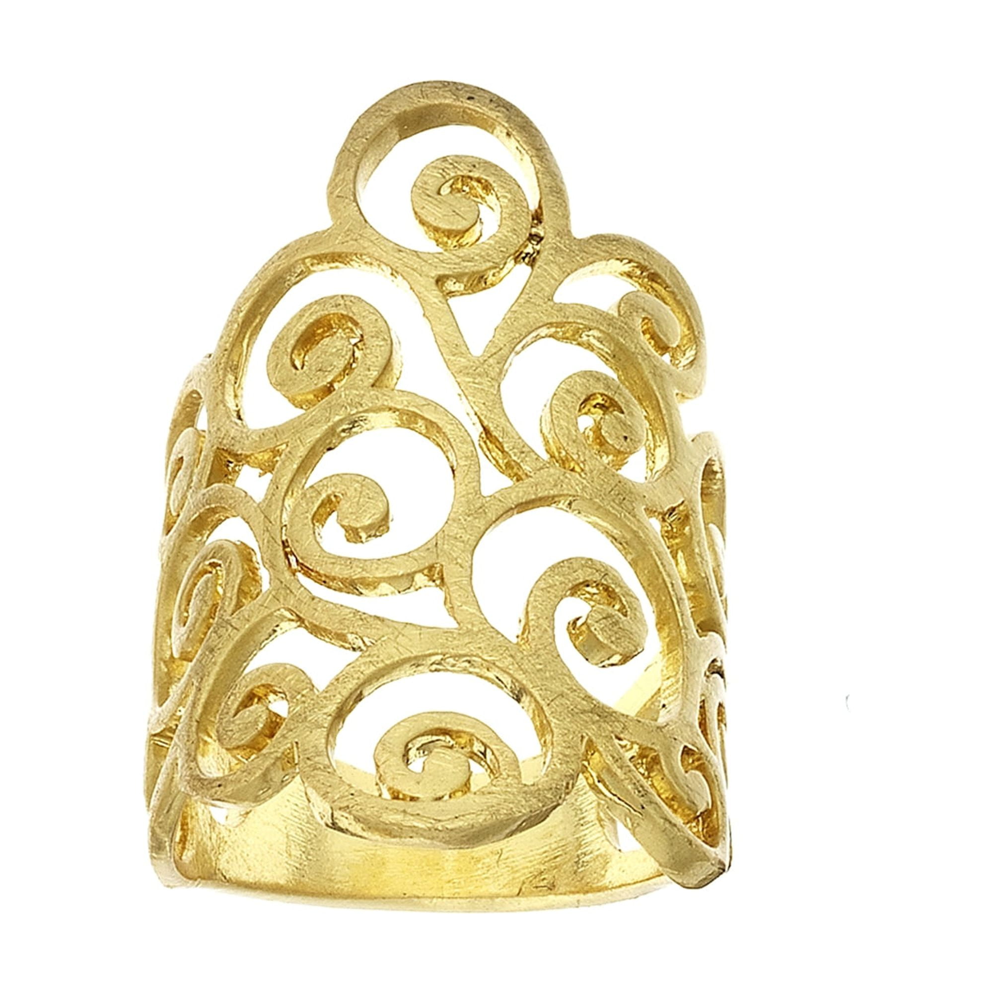 X & O Gold Tone Paisley Swirls Ring