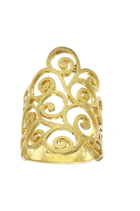 X & O Gold Tone Paisley Swirls Ring