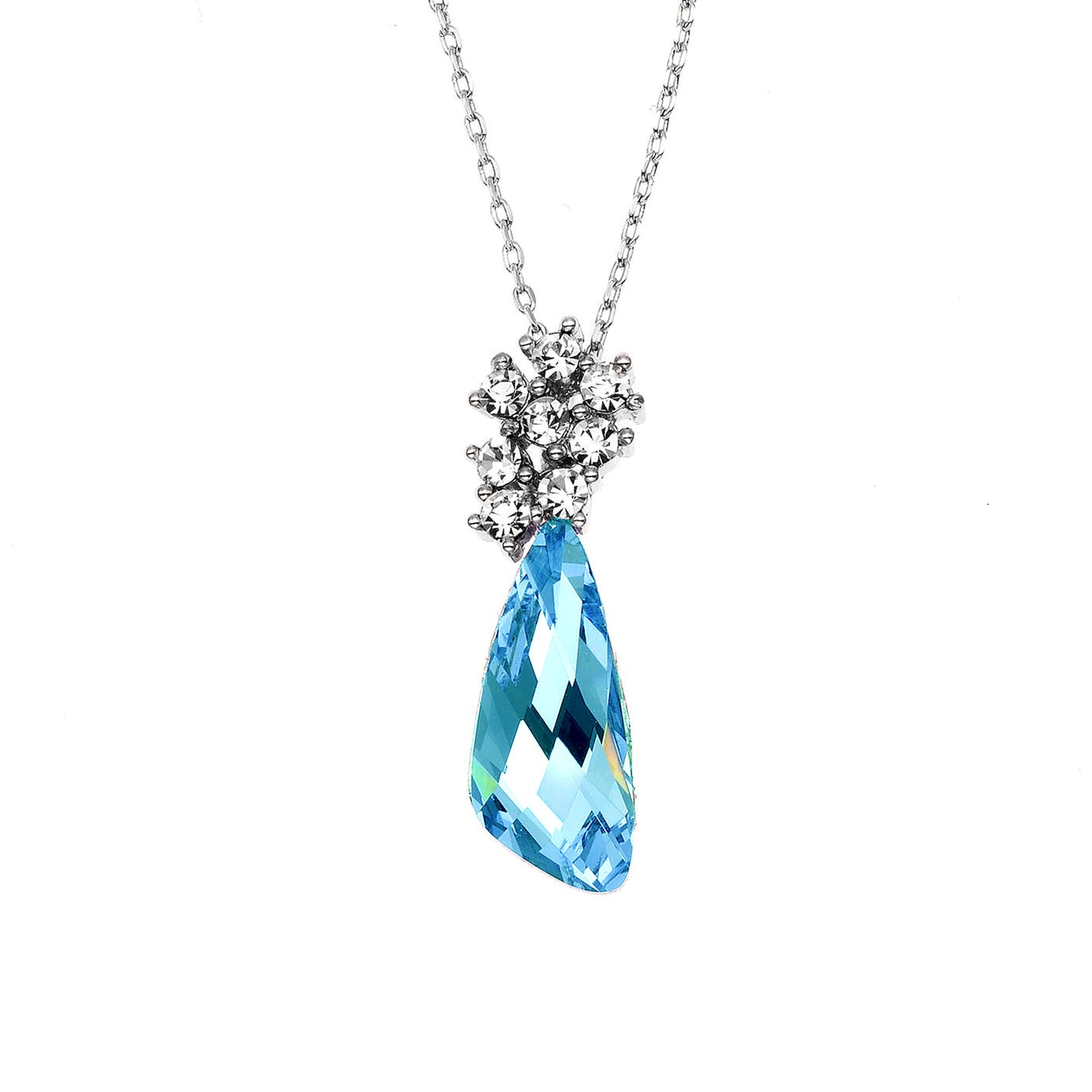 X & O Rhodium Plated Comet Necklace with Clear Swarvoski Crystal
