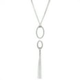 thumbnail image 1 of X & O Rhodium Plated Double Oval Drop Fringe Crystal Pendant Necklace ***, 1 of 1