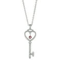 thumbnail image 1 of X & O Rhodium Plated Open Heart Shaped Key with Dangling Light Rose Swarovski Crystal and Clear Accent Crystal Pendant Necklace, 1 of 1