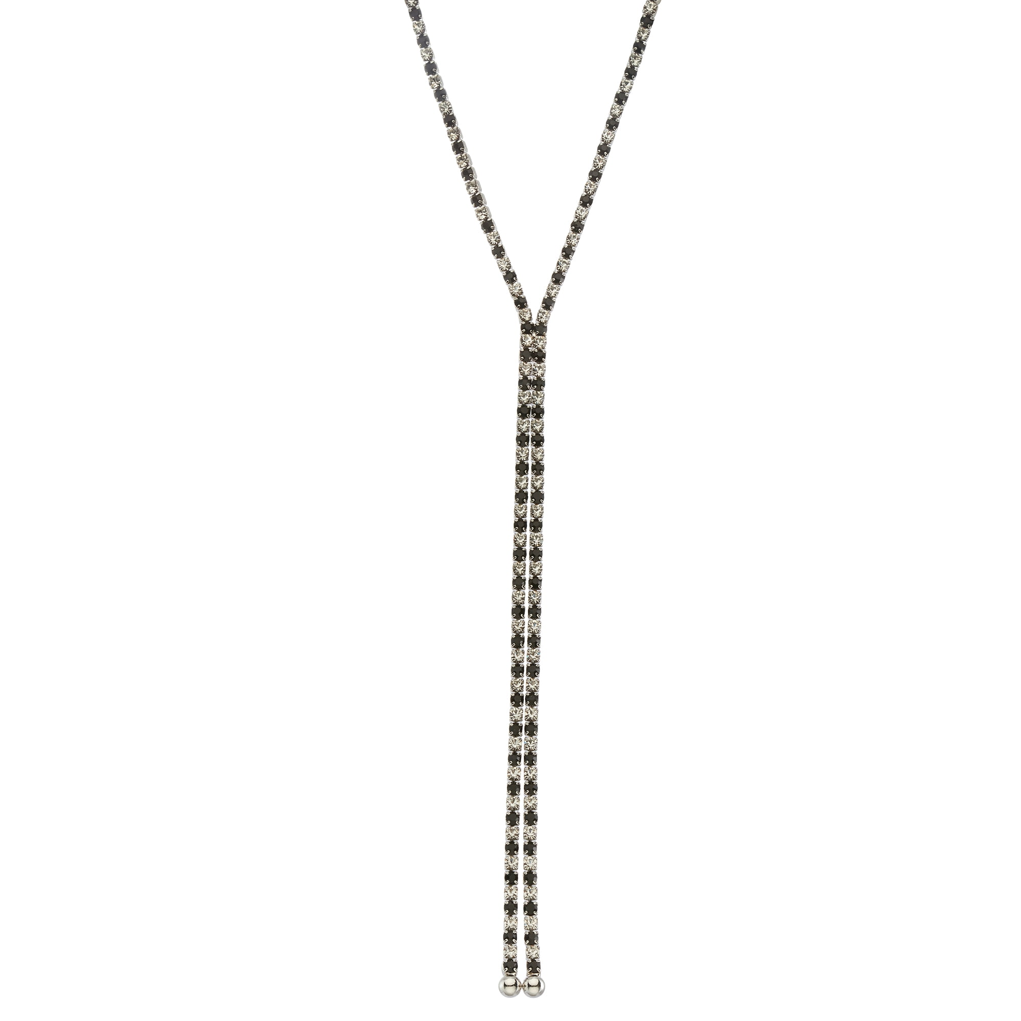 X & O Rhodium Plated single row X-shape necklace in Jet and White Crystal Combination ***