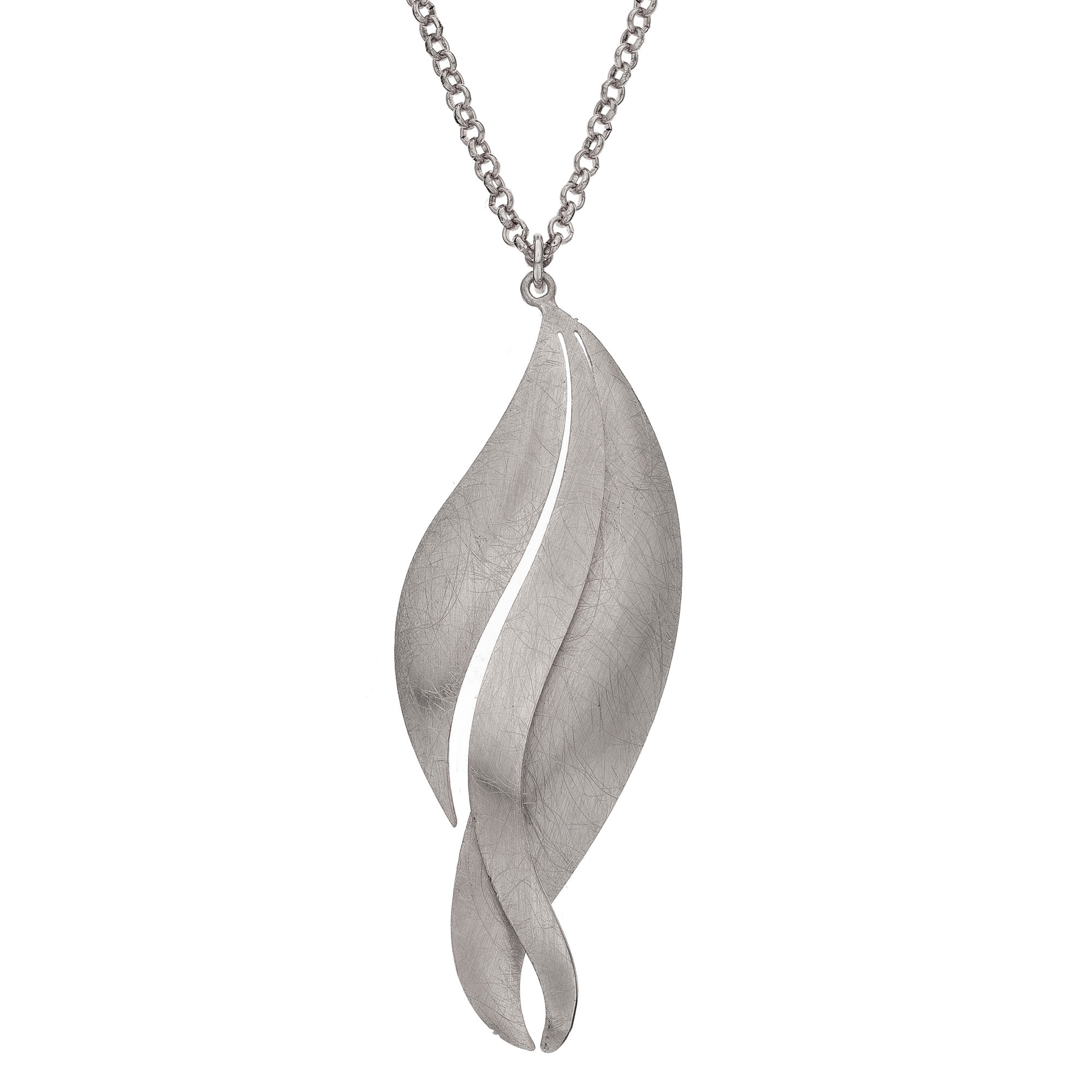 X & O Silver Tone Elliptical Swirl Pendant Necklace