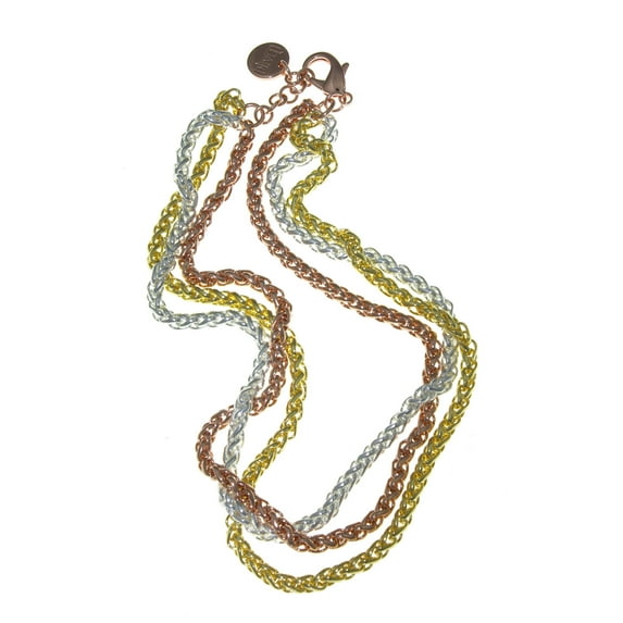 X & O Three Row Tri Color Necklace