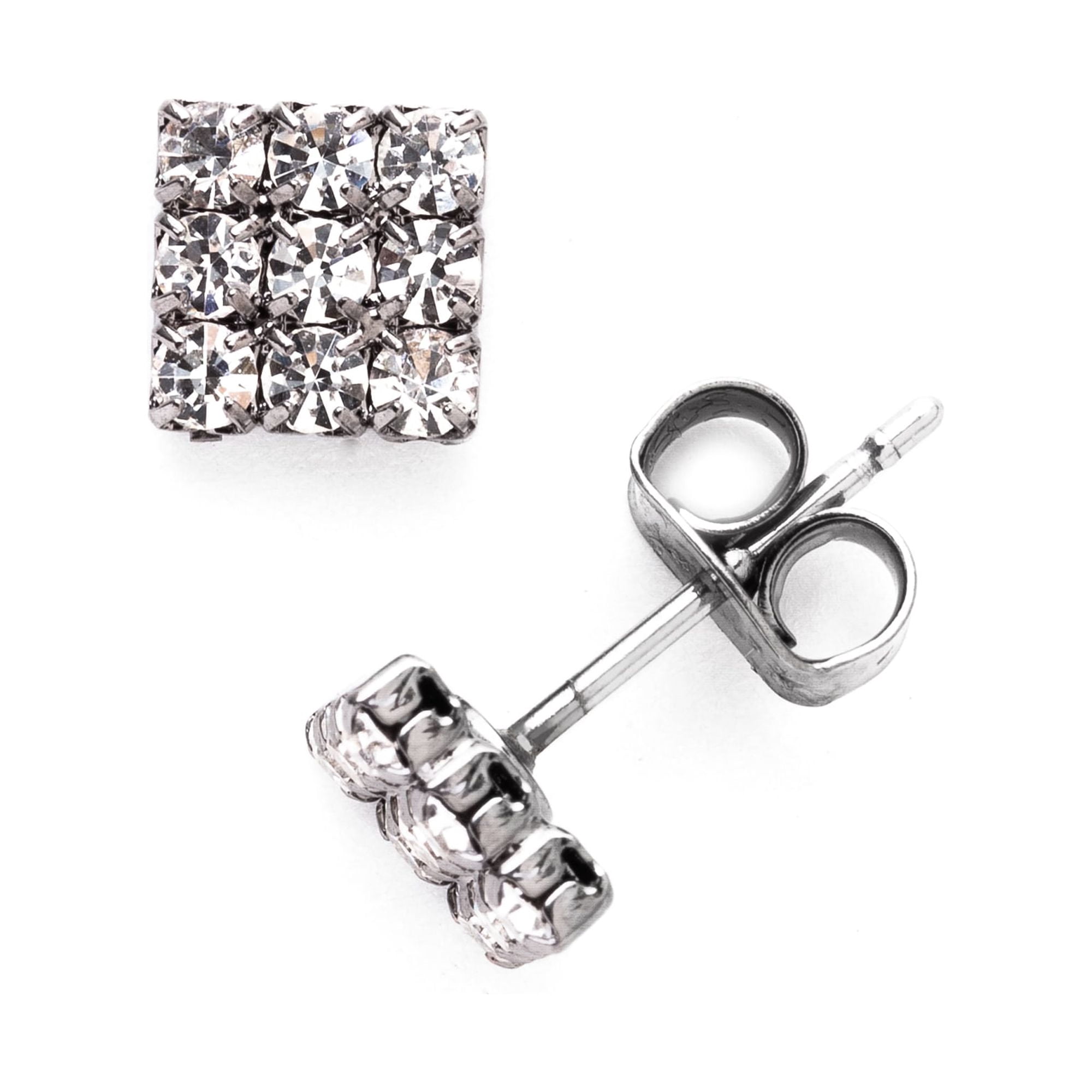X & O White Rhodium Plated Crystal 3 X 3 Stud Earring