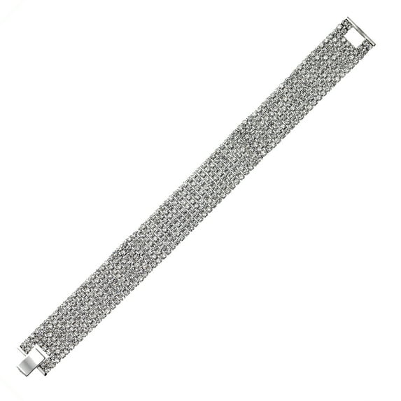 X & O White Rhodium Plated Crystal Seven Row Bracelet