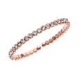 thumbnail image 1 of X & O Women's 14K Rose Gold Plated Honeycomb Flex Cuff Bangle with White Crystals, 1 of 4