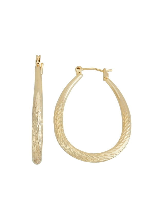 X & O Women's 14K Yellow Gold Plated 30mm X 40mm Tapered Hoop Earrings
