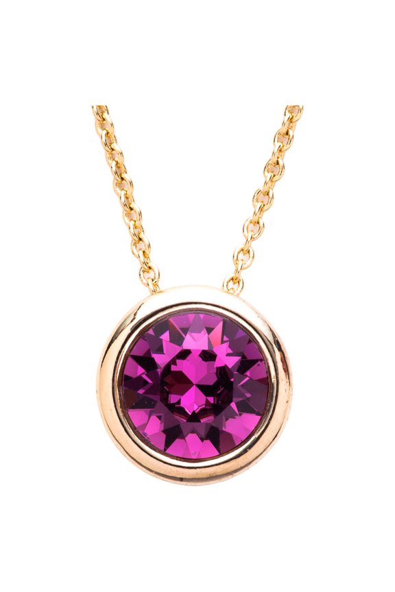 X & O Women's 14K Yellow Gold Plated Amethyst Crystal Pendant Necklace