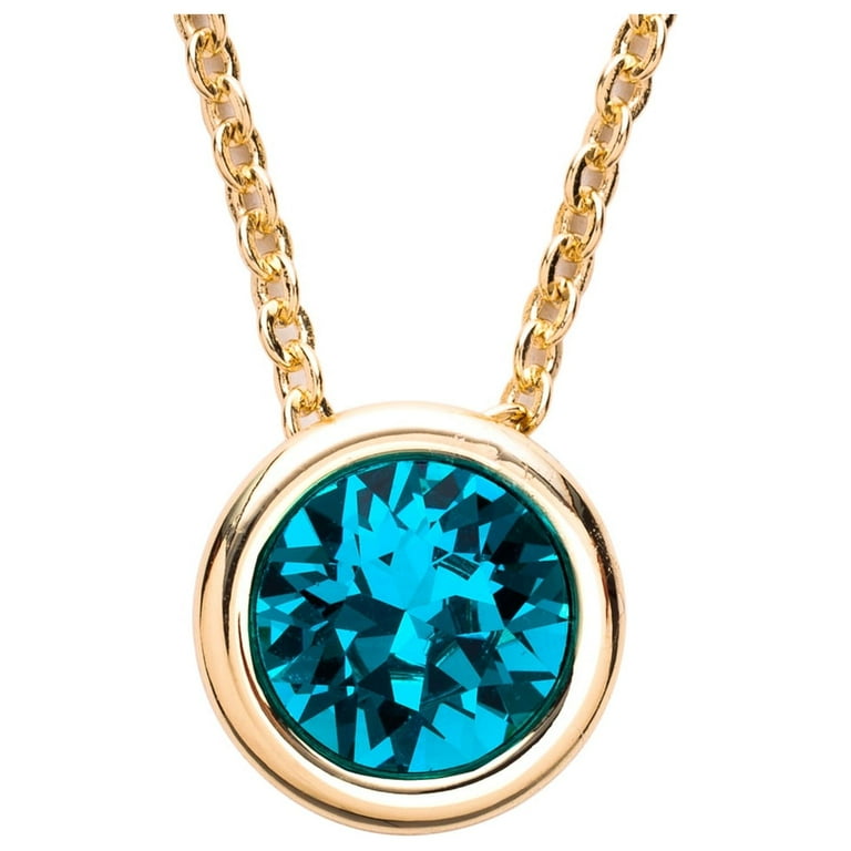 14k Gold Blue Zircon & Diamond Bezel Set Bar Necklace - White Yellow or Rose 14k Gold Blue Zircon & Diamond Bezel Set Bar Necklace - White Yellow or Rose