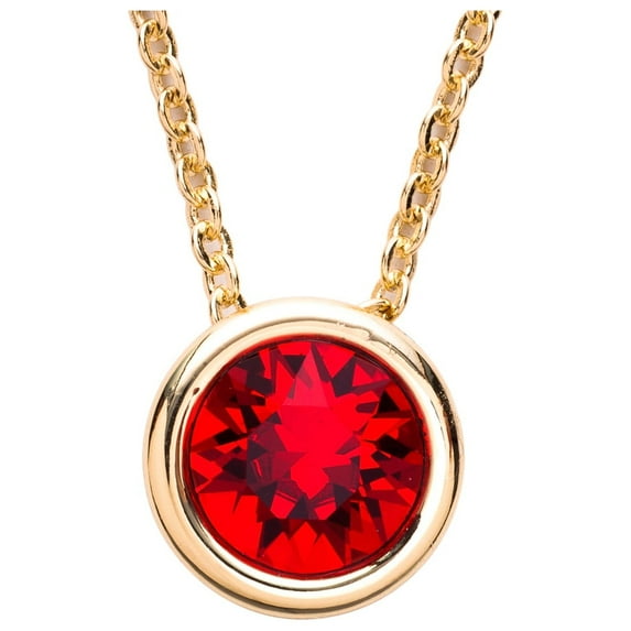 X & O Women's 14K Yellow Gold Plated Light Siam Crystal Pendant Necklace