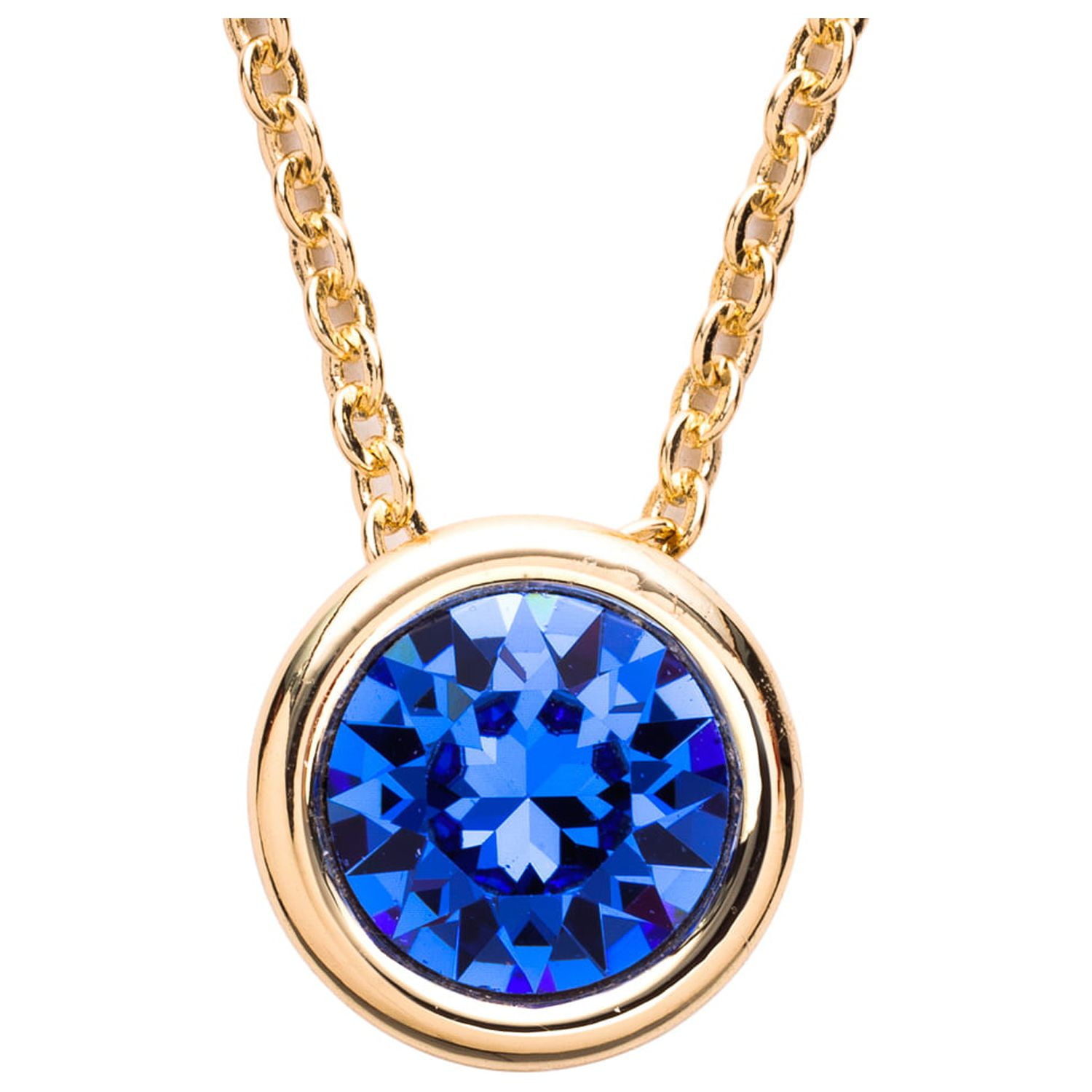 X O Women s 14K Yellow Gold Plated Sapphire Crystal Pendant Necklace Walmart