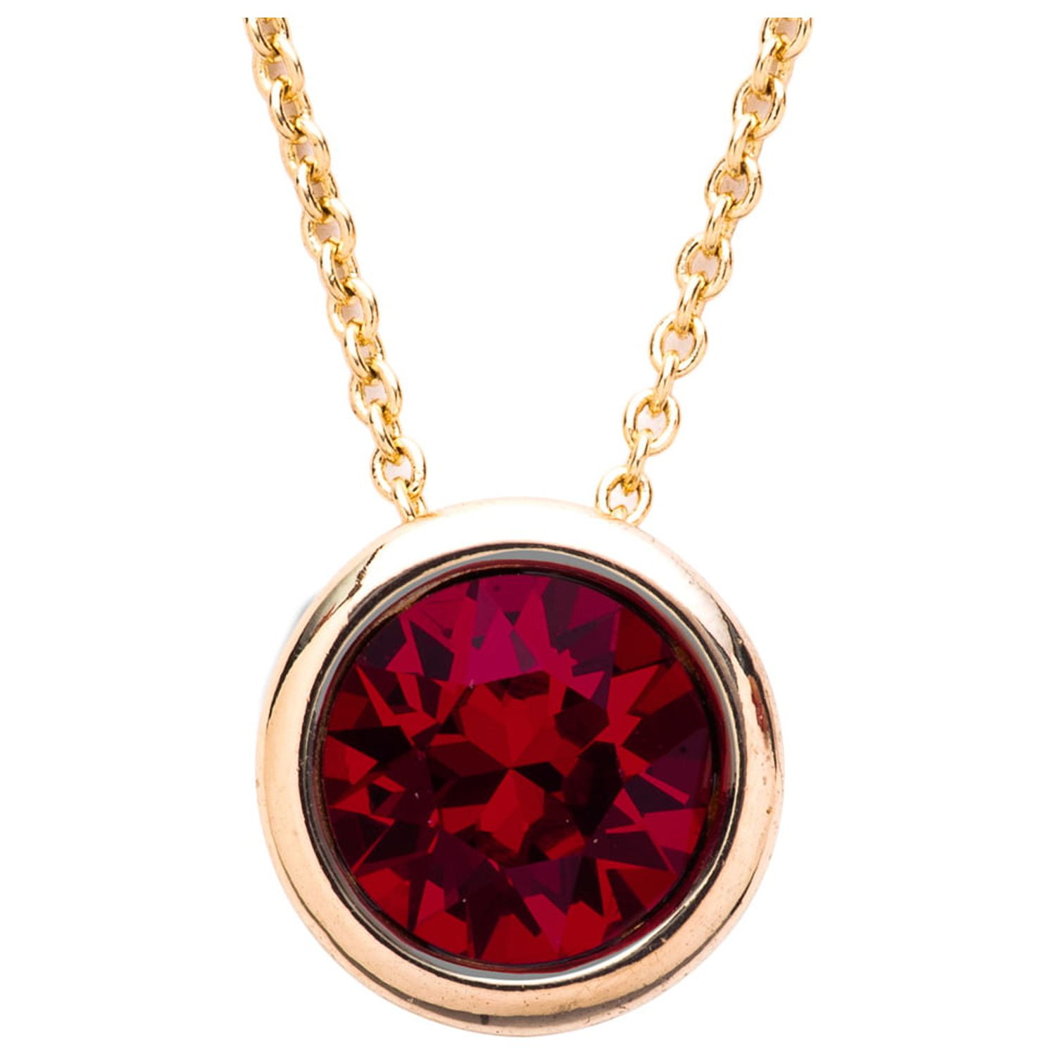 X & O Women's 14K Yellow Gold Plated Siam Crystal Pendant Necklace