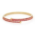 thumbnail image 1 of X & O Women's Double Row 14K Yellow Gold Plated Flex Bangle with Fuchsia Crystals, 1 of 4