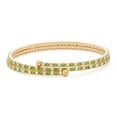 thumbnail image 1 of X & O Women's Double Row 14K Yellow Gold Plated Flex Bangle with Peridot and Aurora Crystals, 1 of 5